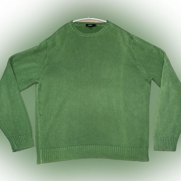 J. Crew Green Crewneck Sweater with Relaxed Fit - Picture 1 of 3